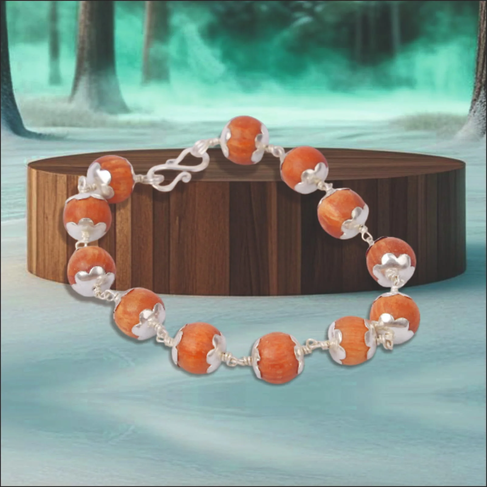 Devadaru Bracelet Silver Cap 10mm