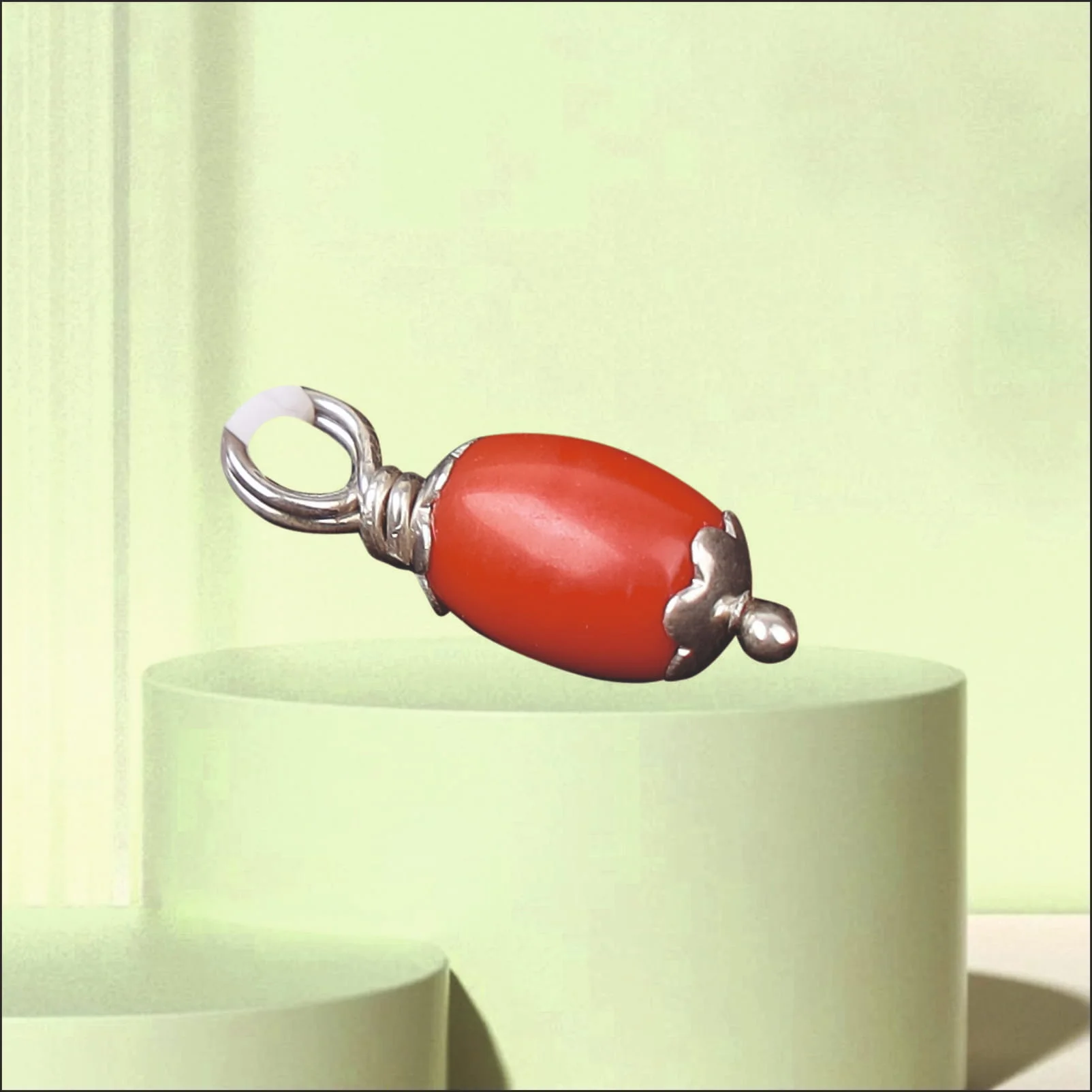 Coral Bead Locket made with Pure Silver (Pagadam)