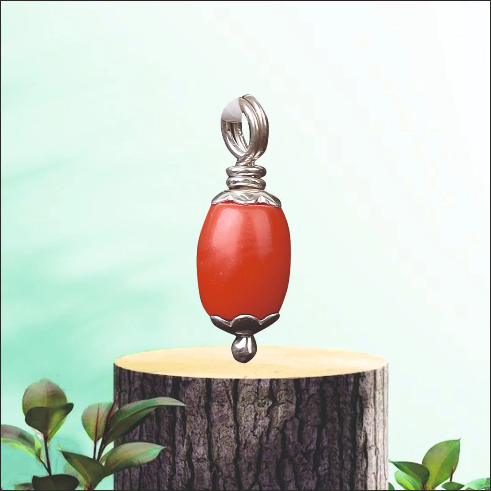 Coral Bead Locket made with Pure Silver (Pagadam)