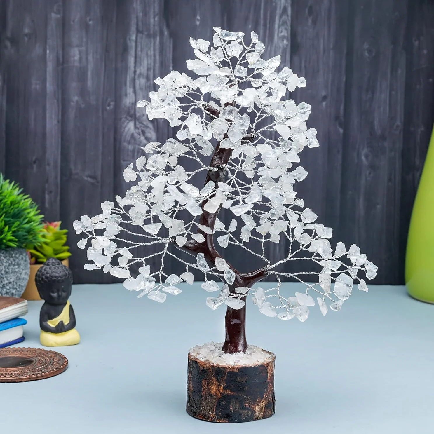 Clear Quartz Stone Crystal Tree (White)