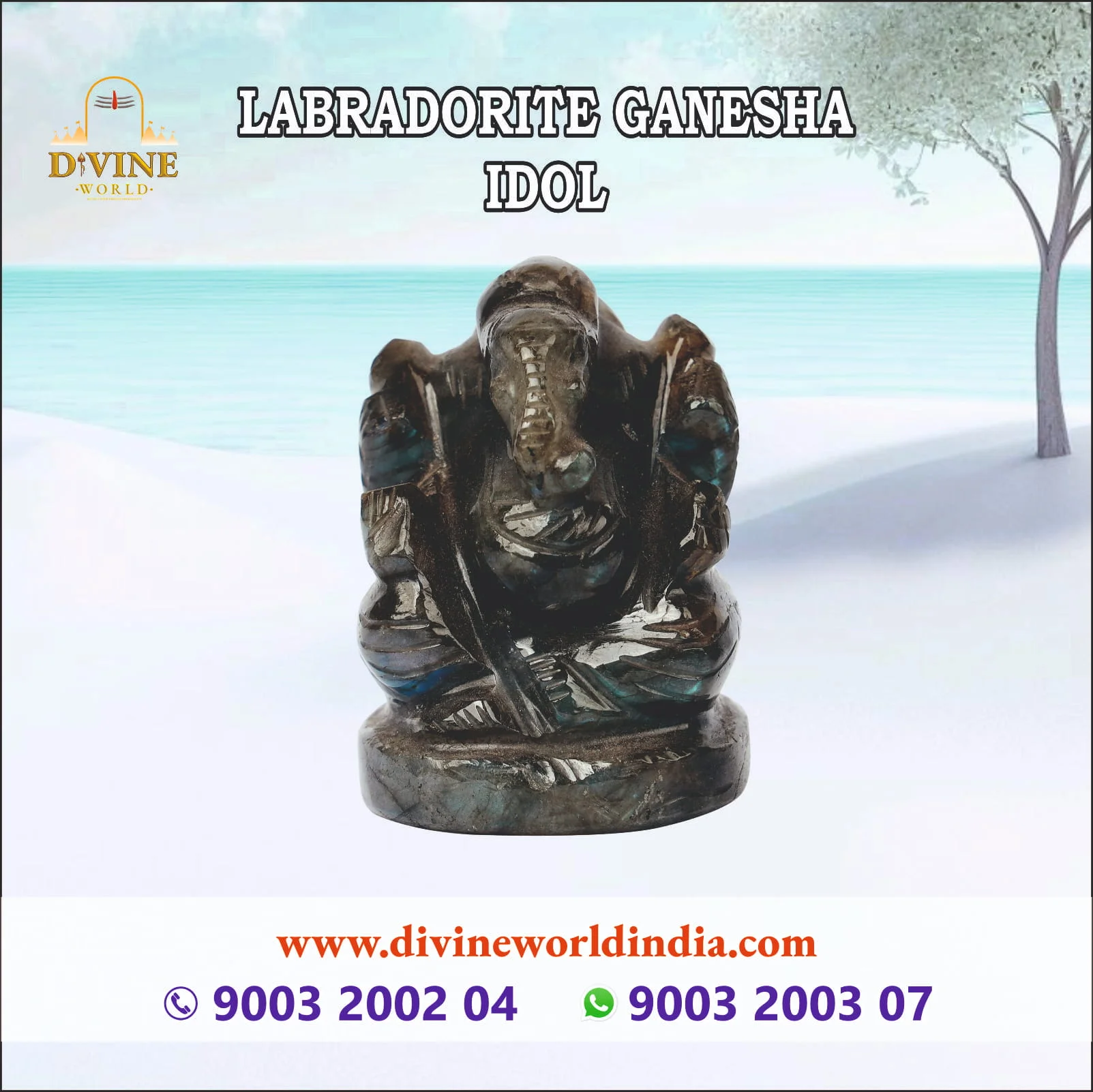 Labradorite Ganesha Idol