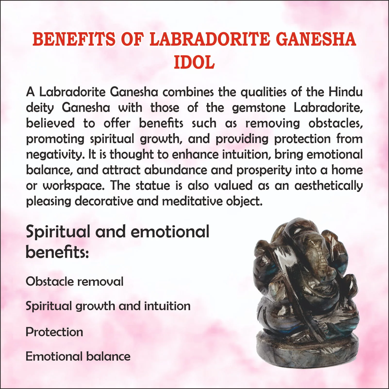 Labradorite Ganesha Idol