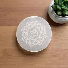 ENGRAVED OM SELENITE  PLATE