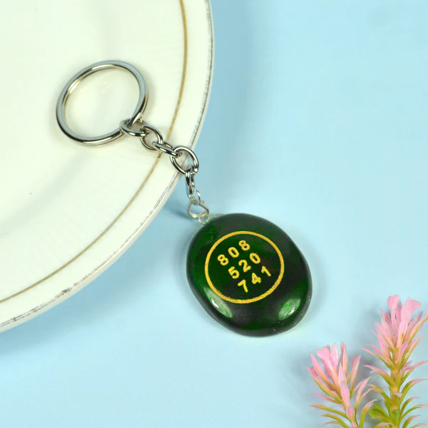 Natural Stones Green Jade Zibu Keychain