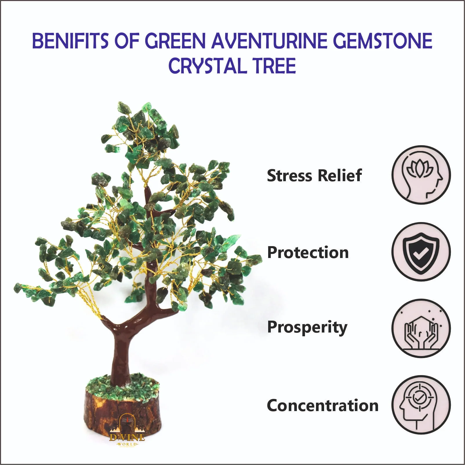 Green aventurine Gemstone Crystal Tree