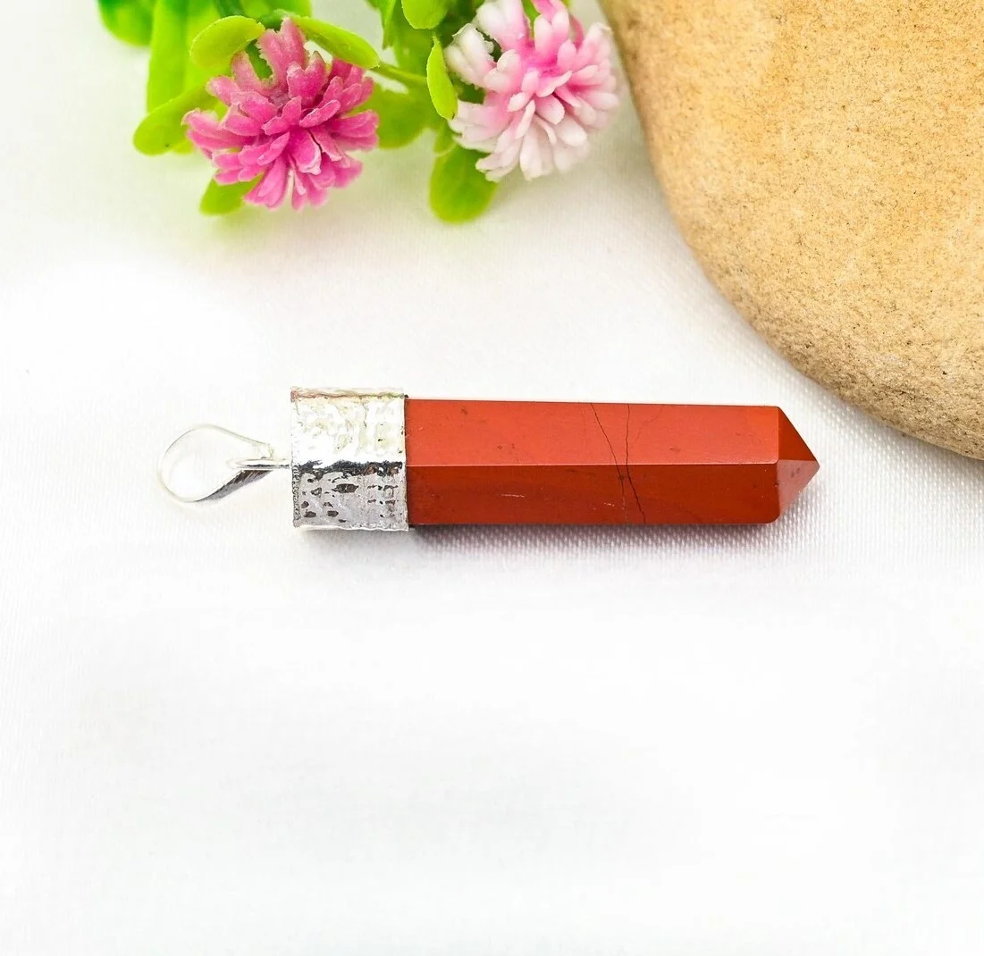 NATURAL RED CORAL PENCIL PENDANT