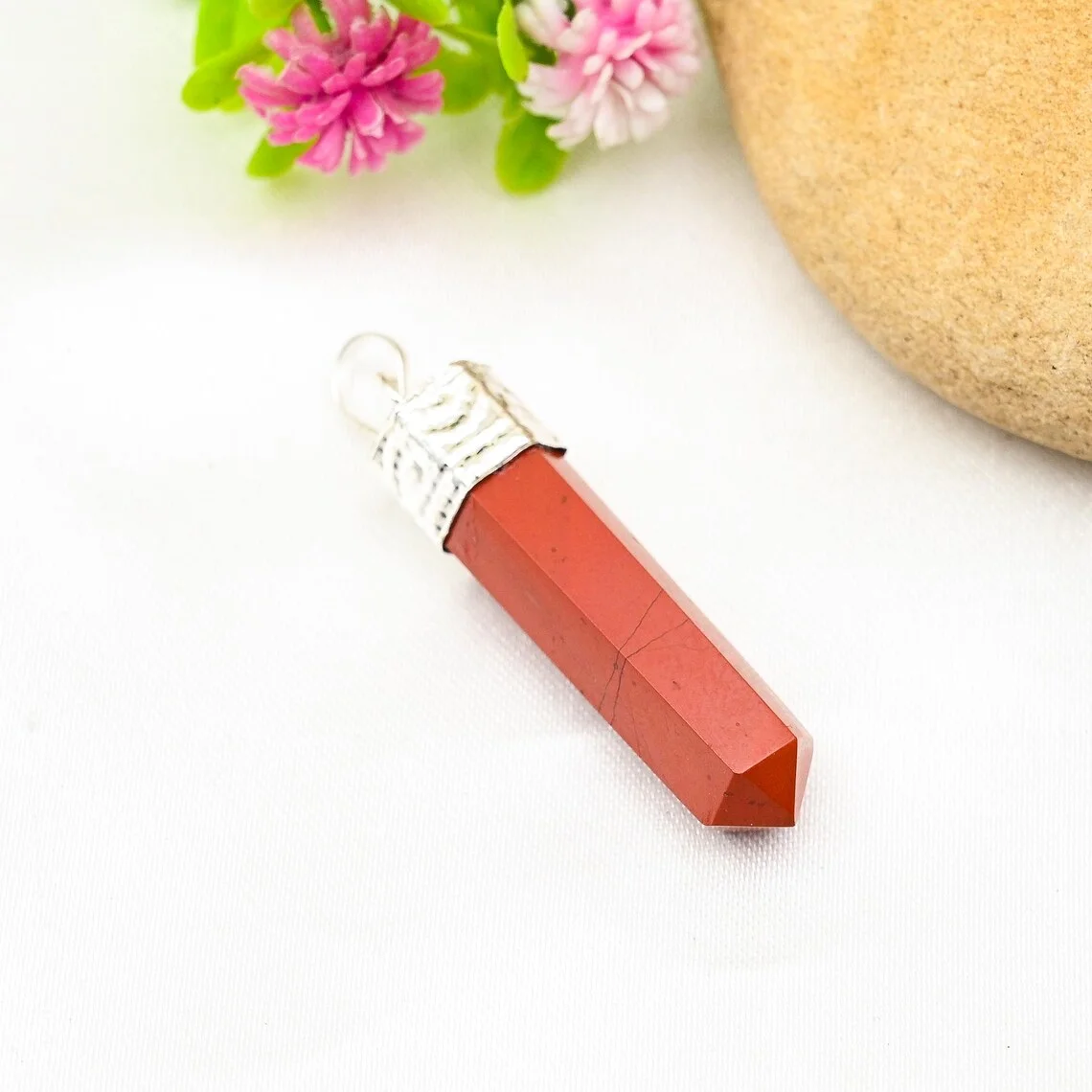 NATURAL RED CORAL PENCIL PENDANT