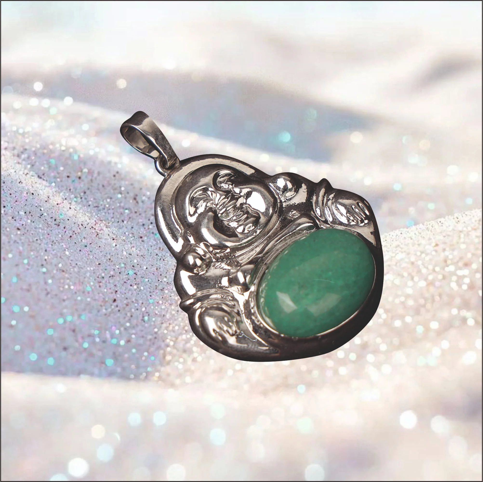 GREEN JADE BELLY BUDDHA  PENDANT