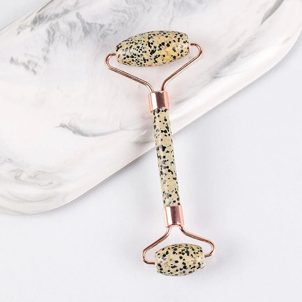 Natural Stone Dalmatian Jasper Face Massage Roller Stone
