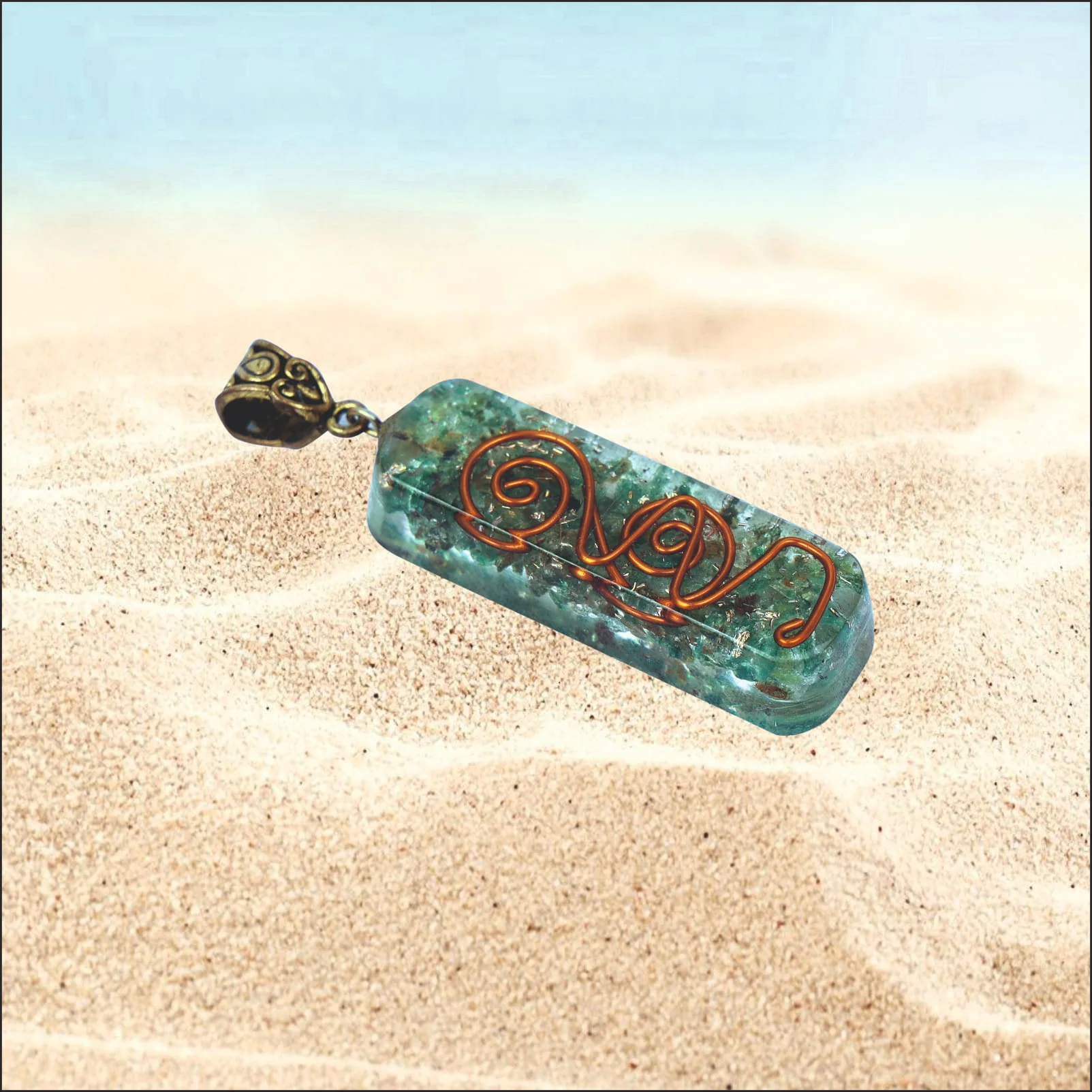 Green Jade Orgone Energy Healing Pipe Pendant