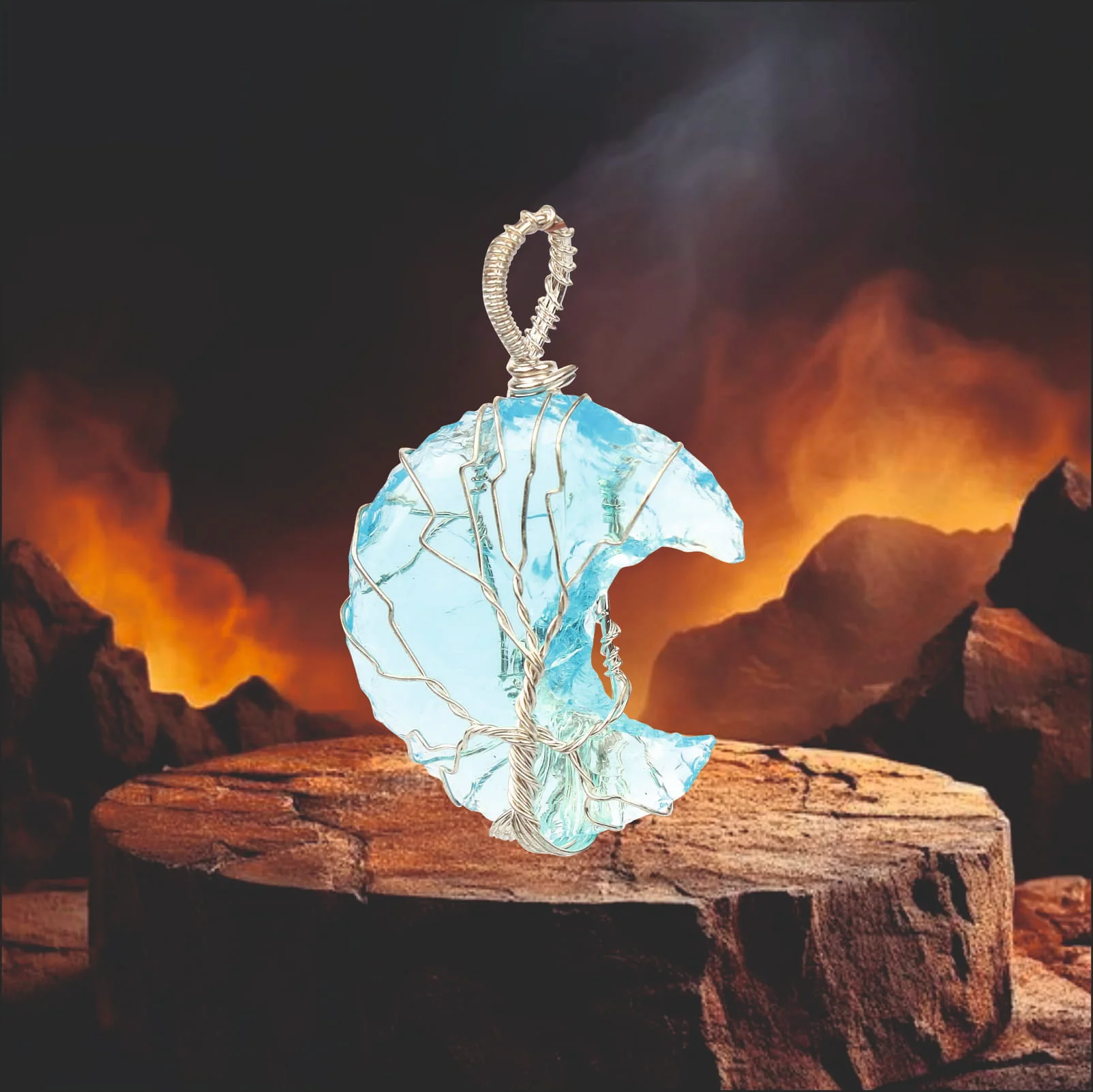 Natural Opalite Moon Shape Pendant