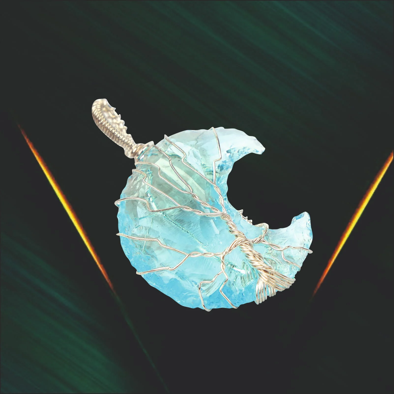 Natural Opalite Moon Shape Pendant