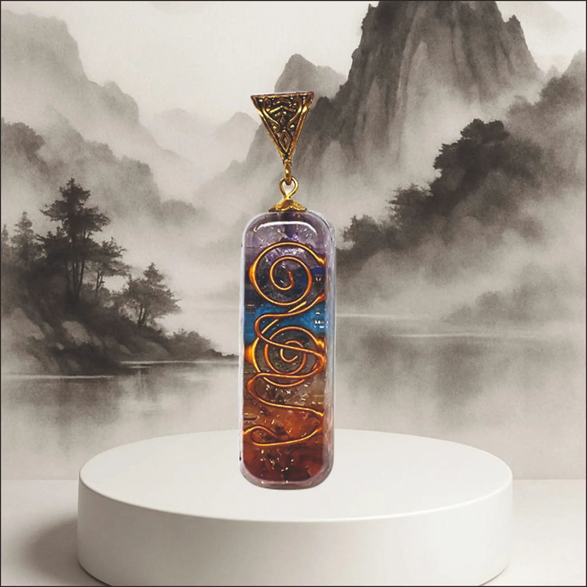 ORGONITE PENDANT WITH  RAINBOW CRYSTALS