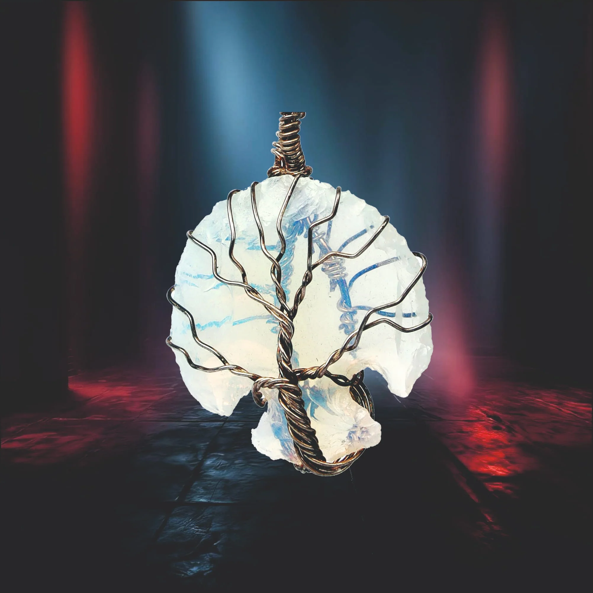 WIRE WRAP AROUND MOON OPALITE  OPAL PENDANT 