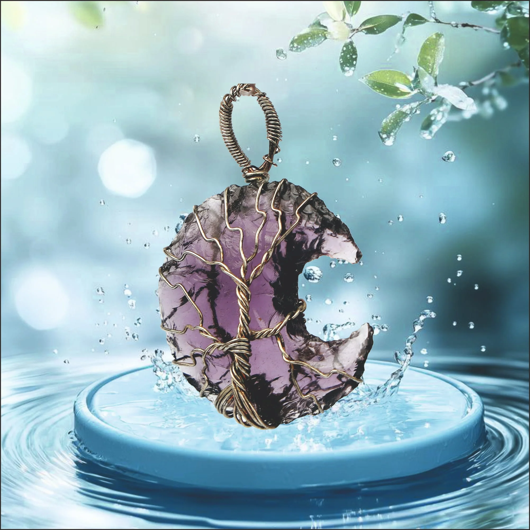 AMETHYST MOONSTONE NATURAL HEALING CRYSTAL PENDANT