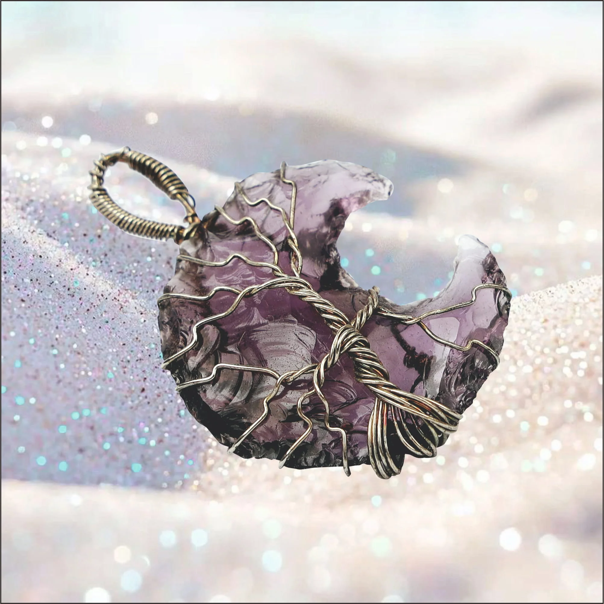 AMETHYST MOONSTONE NATURAL HEALING CRYSTAL PENDANT
