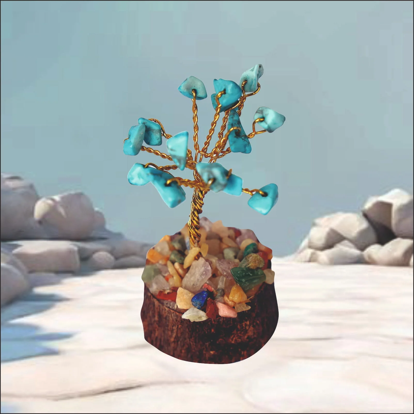 Light Blue Turquoise Mini Crystal Tree