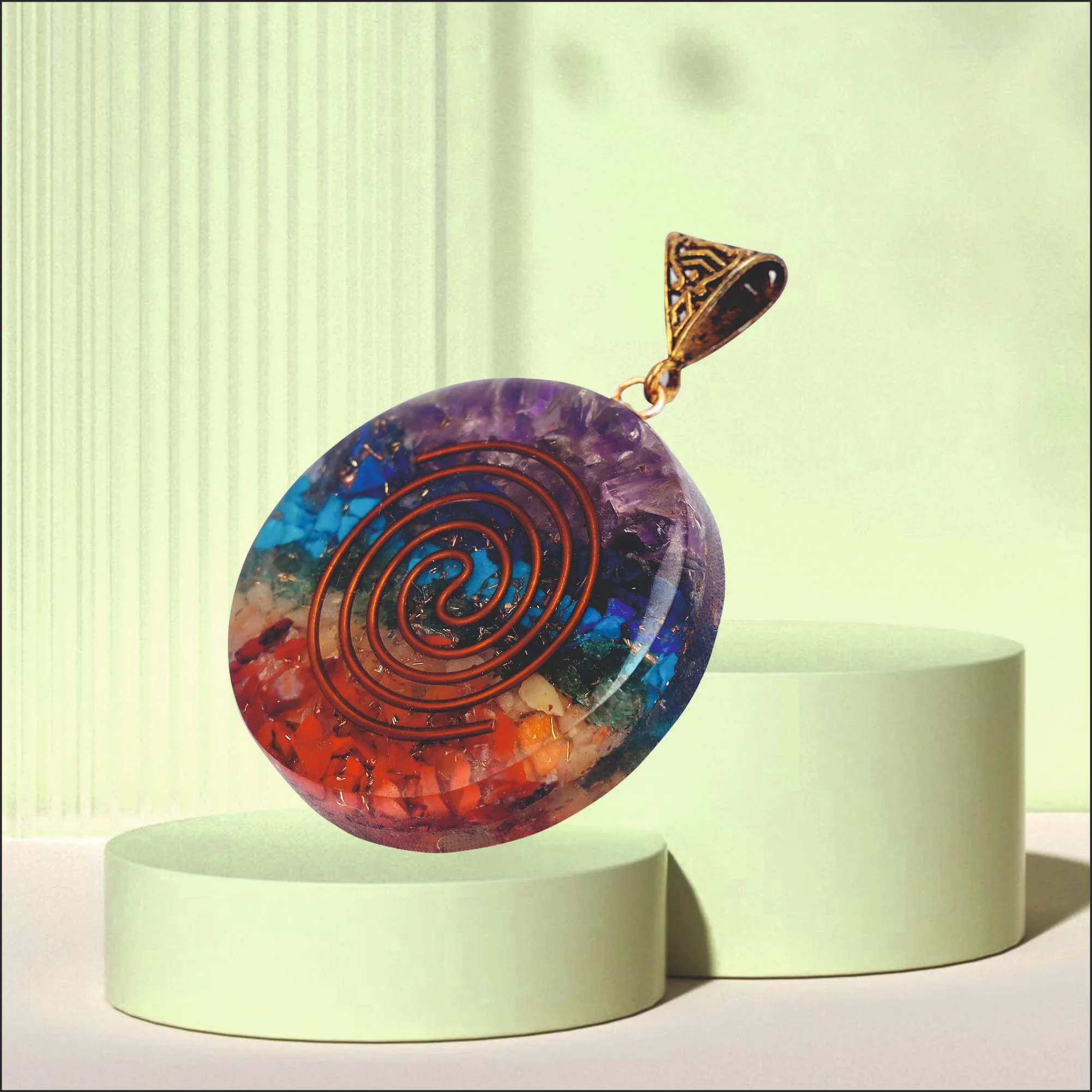 7 Chakra Rainbow round Pendant 