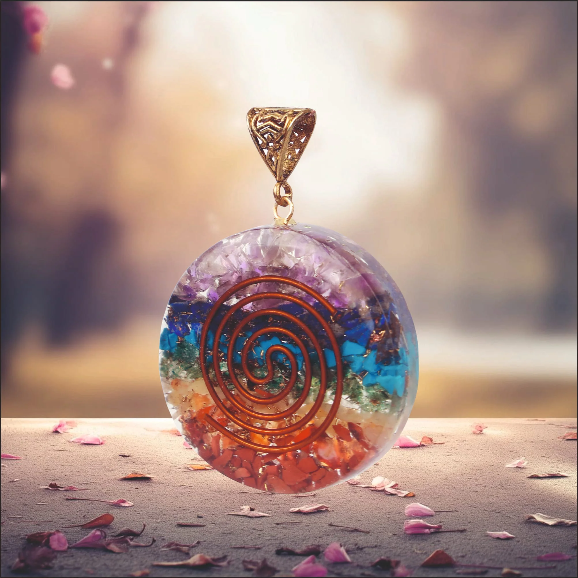 7 Chakra Rainbow round Pendant 