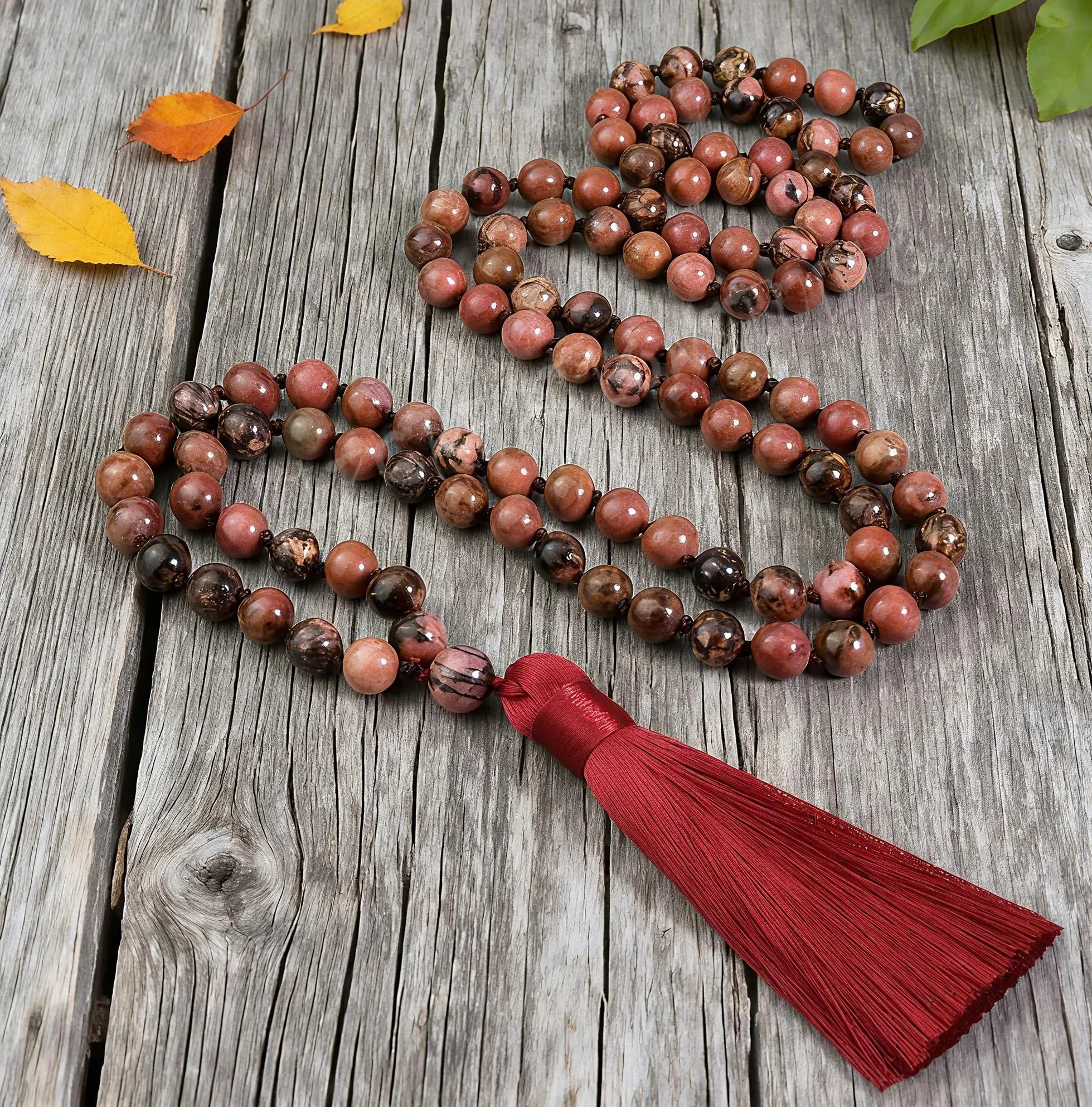 RHODONITE CRYSTAL JAPA MALA