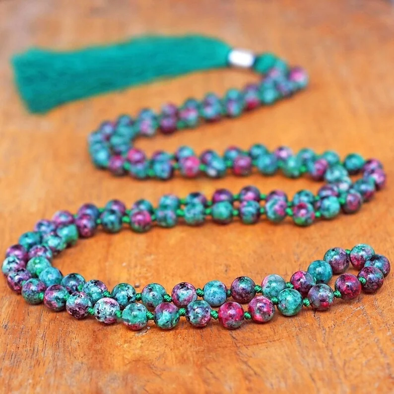 Ruby Zoisite Prayer Necklace 