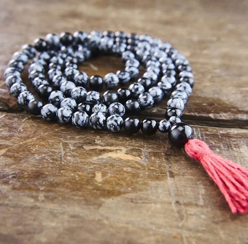Snowflake Obsidian Buddhist Style Mala