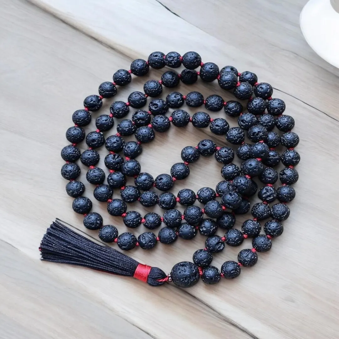 Lava Black Beads Mala