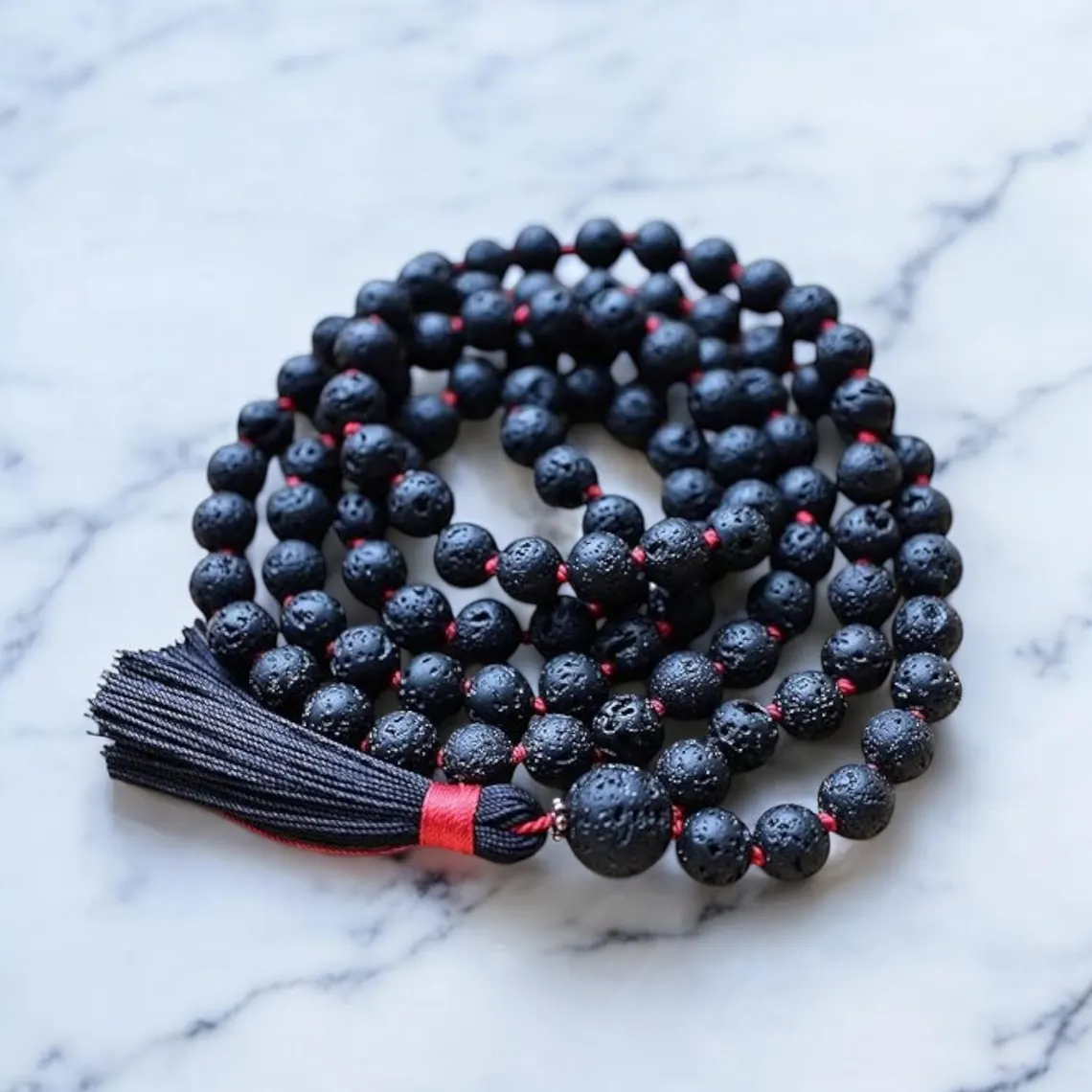 Lava Black Beads Mala