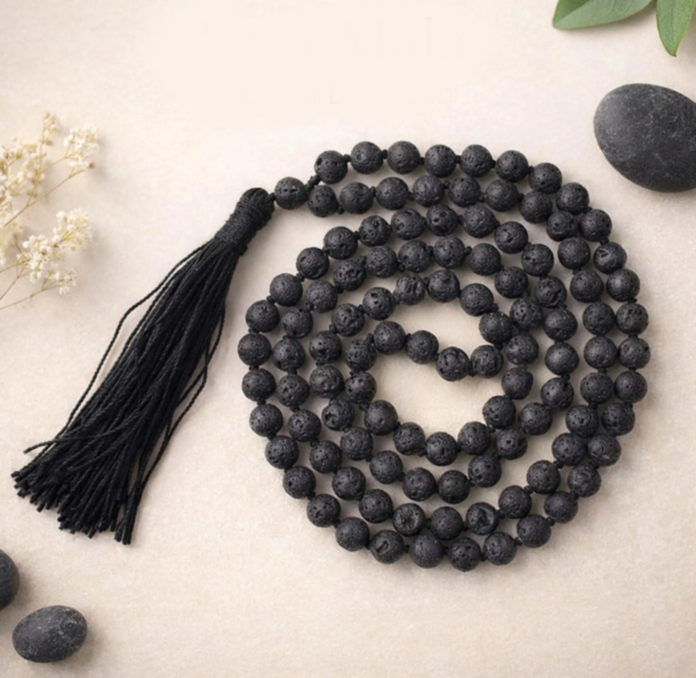 Lava Black Beads Mala