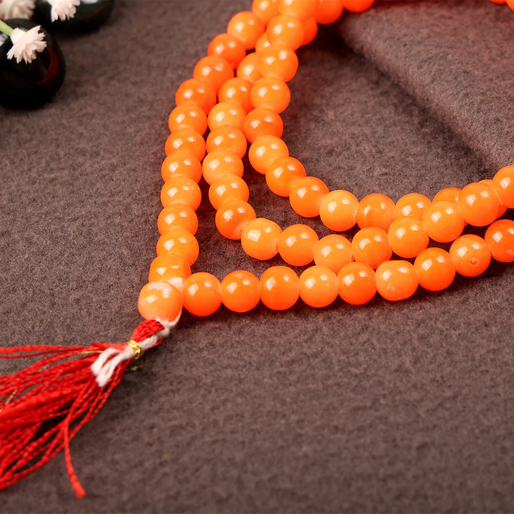 Natural Orange Agate Mala 