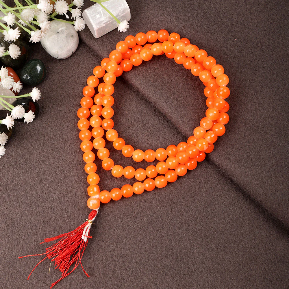 Natural Orange Agate Mala 