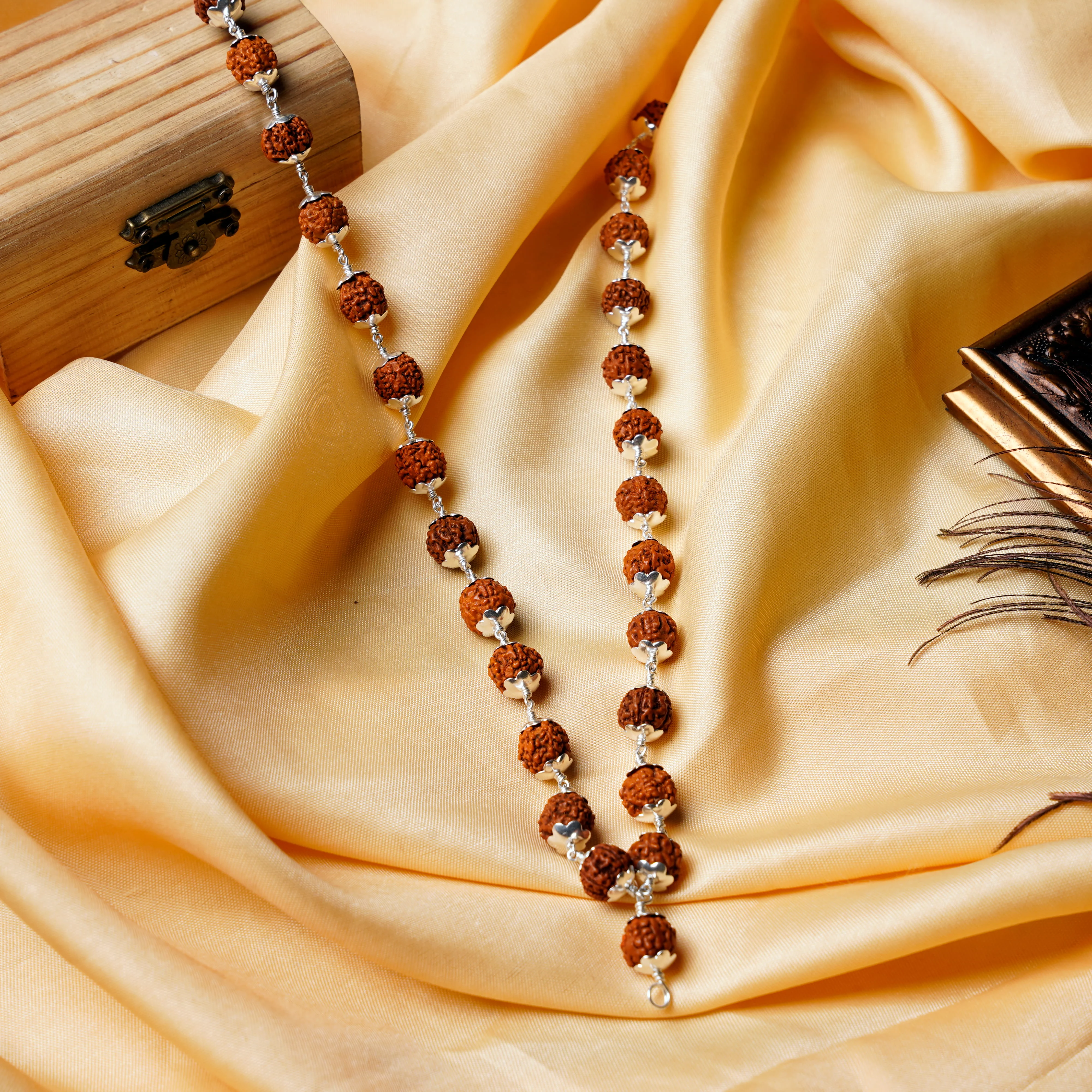 Rudraksha Cap Silver Mala 