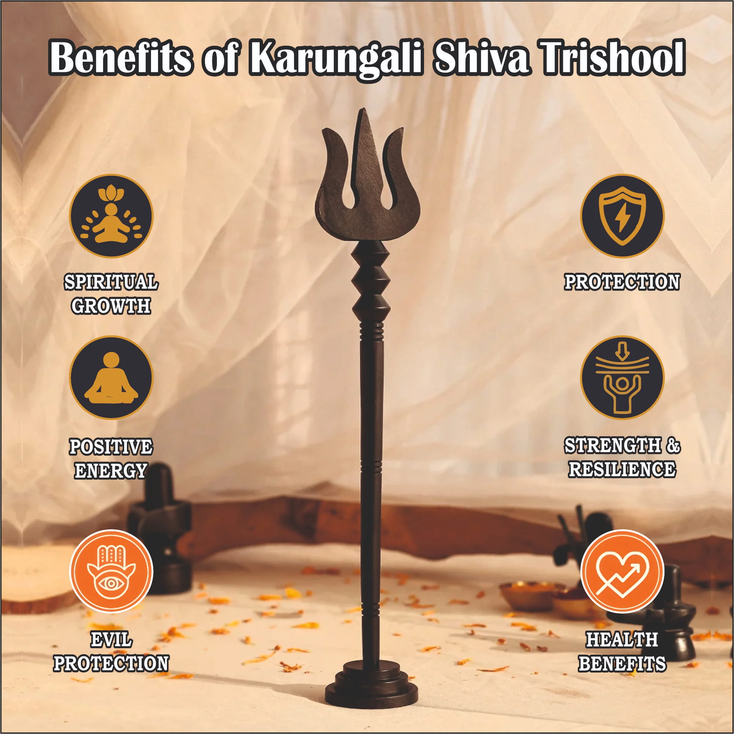 KARUNGALI SHIVA TRISHOOL (6inch)