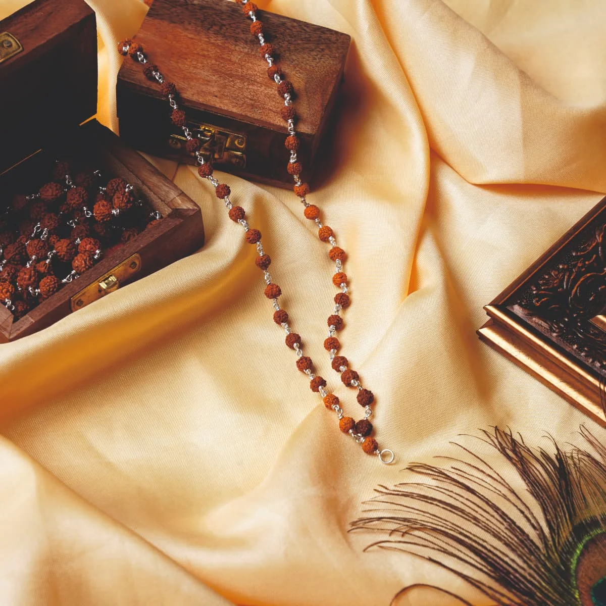 Rudraksha Cap Silver Malai 6mm