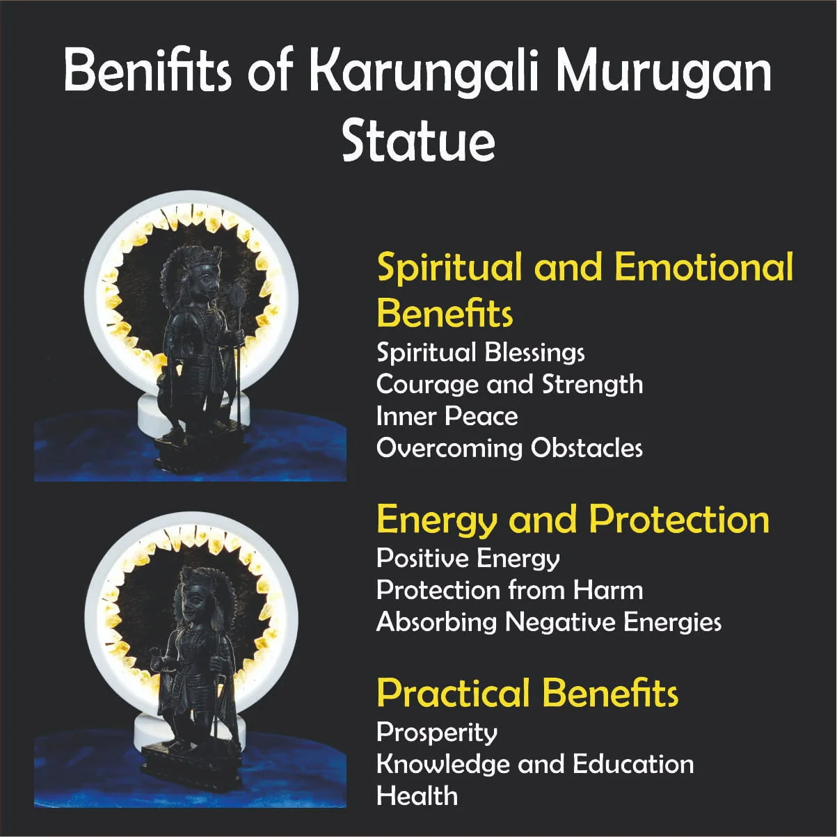 KARUNGALI MURUGAN STATUE (9inch)