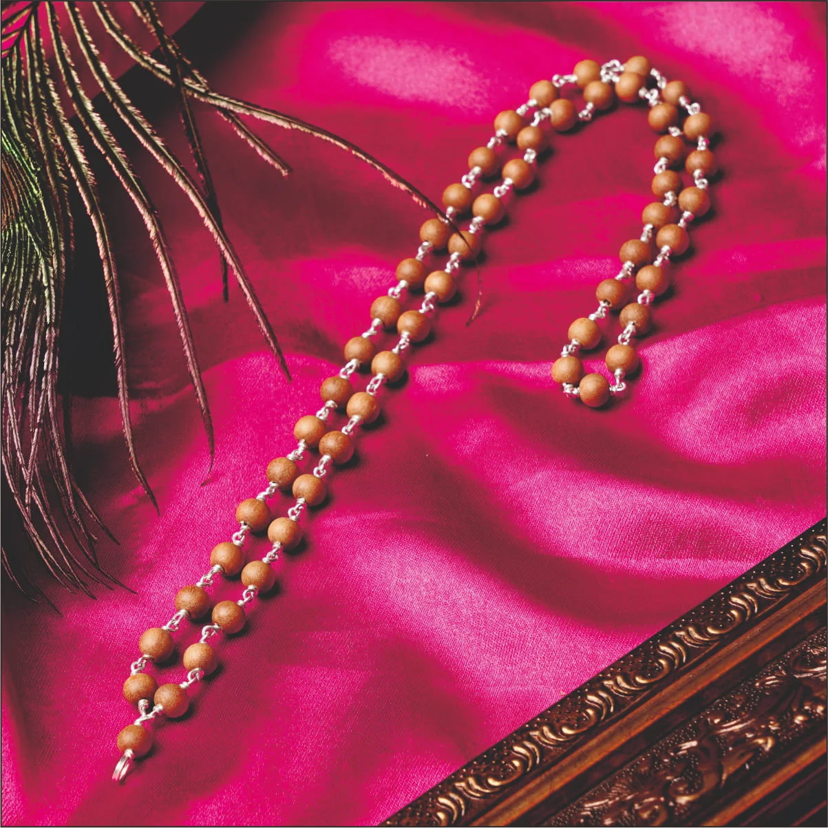 Sandalwood Silver Kambi Mala 8mm