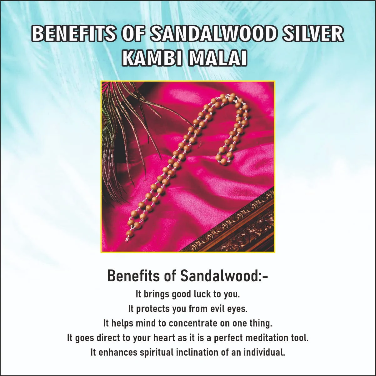 Sandalwood Silver Kambi Mala 8mm