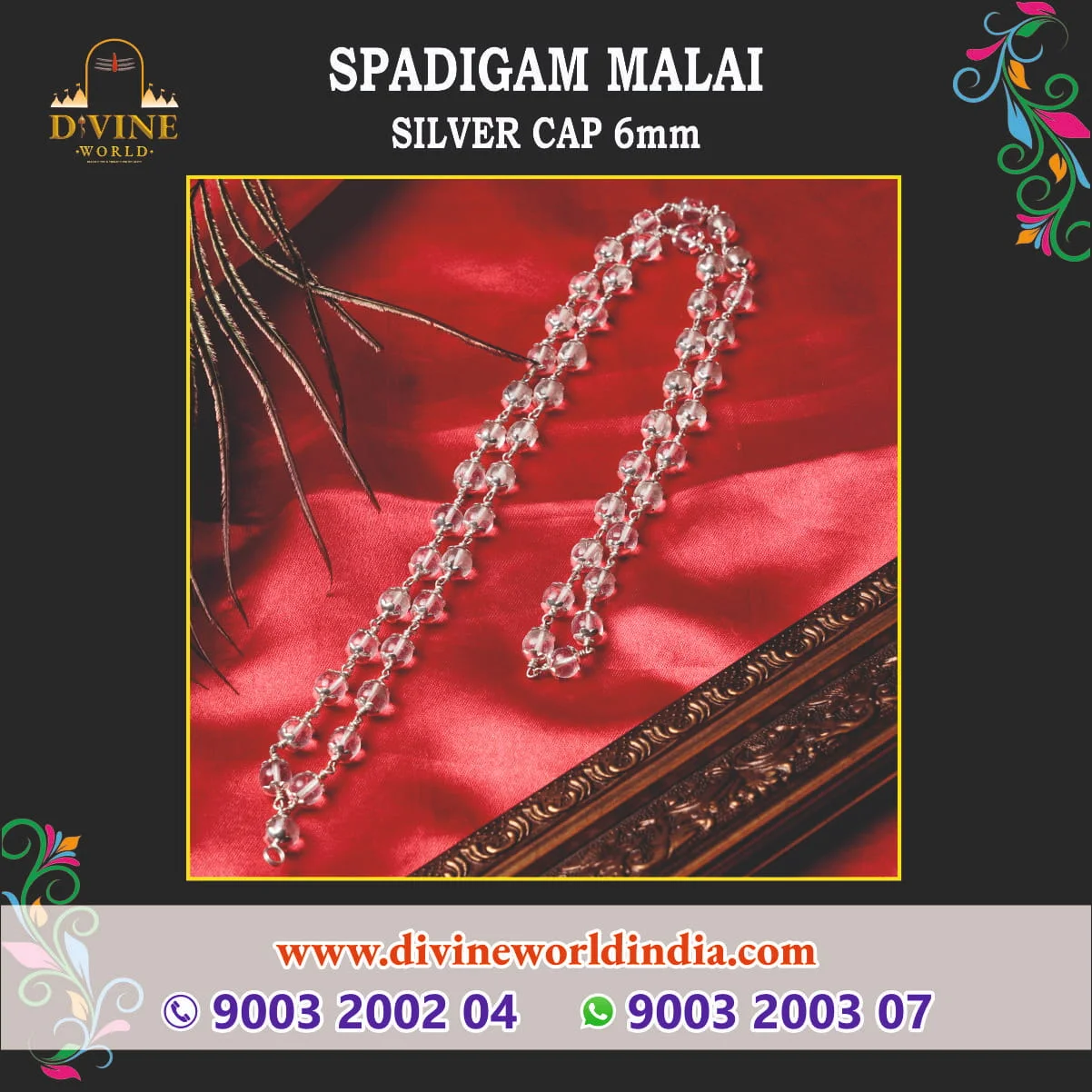 Sphatik Malai Silver Cap 6mm