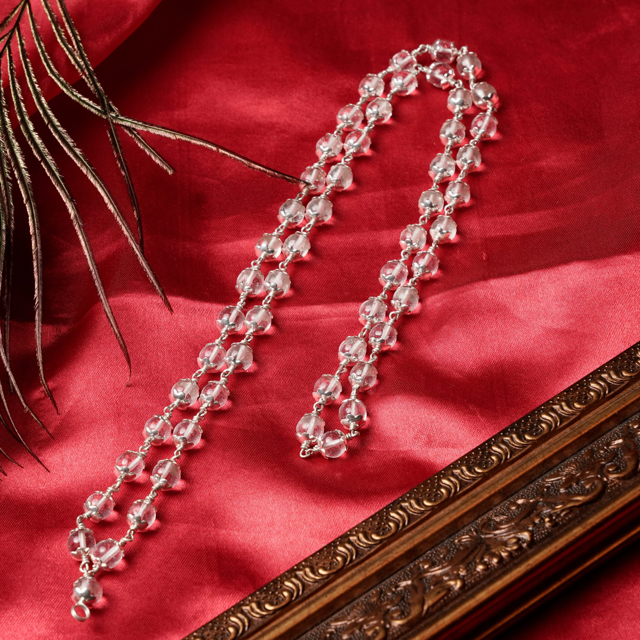 Sphatik Malai Silver cap 8mm