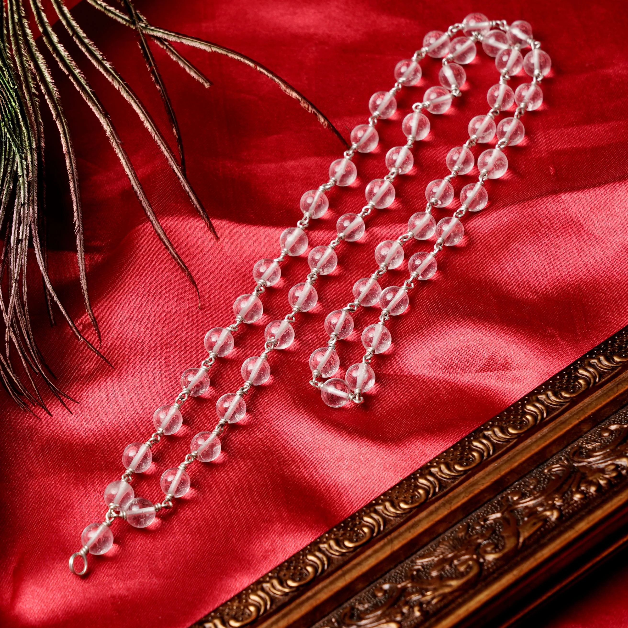 Sphatik Malai Silver Kambi 8MM