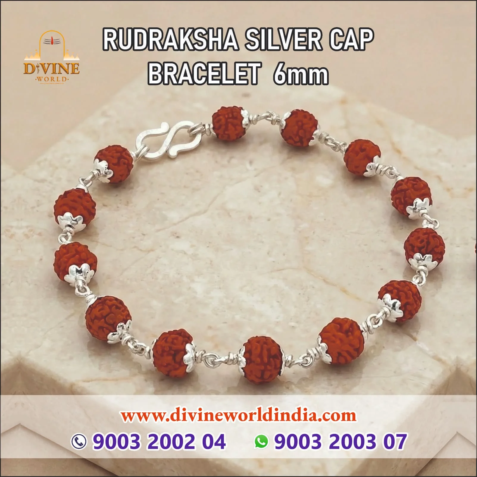 Rudraksha Silver Bracelet 6 MM
