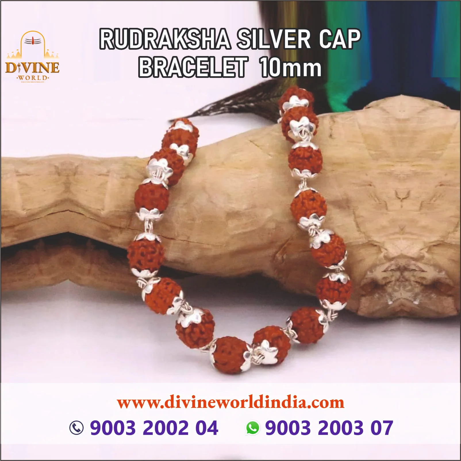 Rudraksha Silver Bracelet 10 MM
