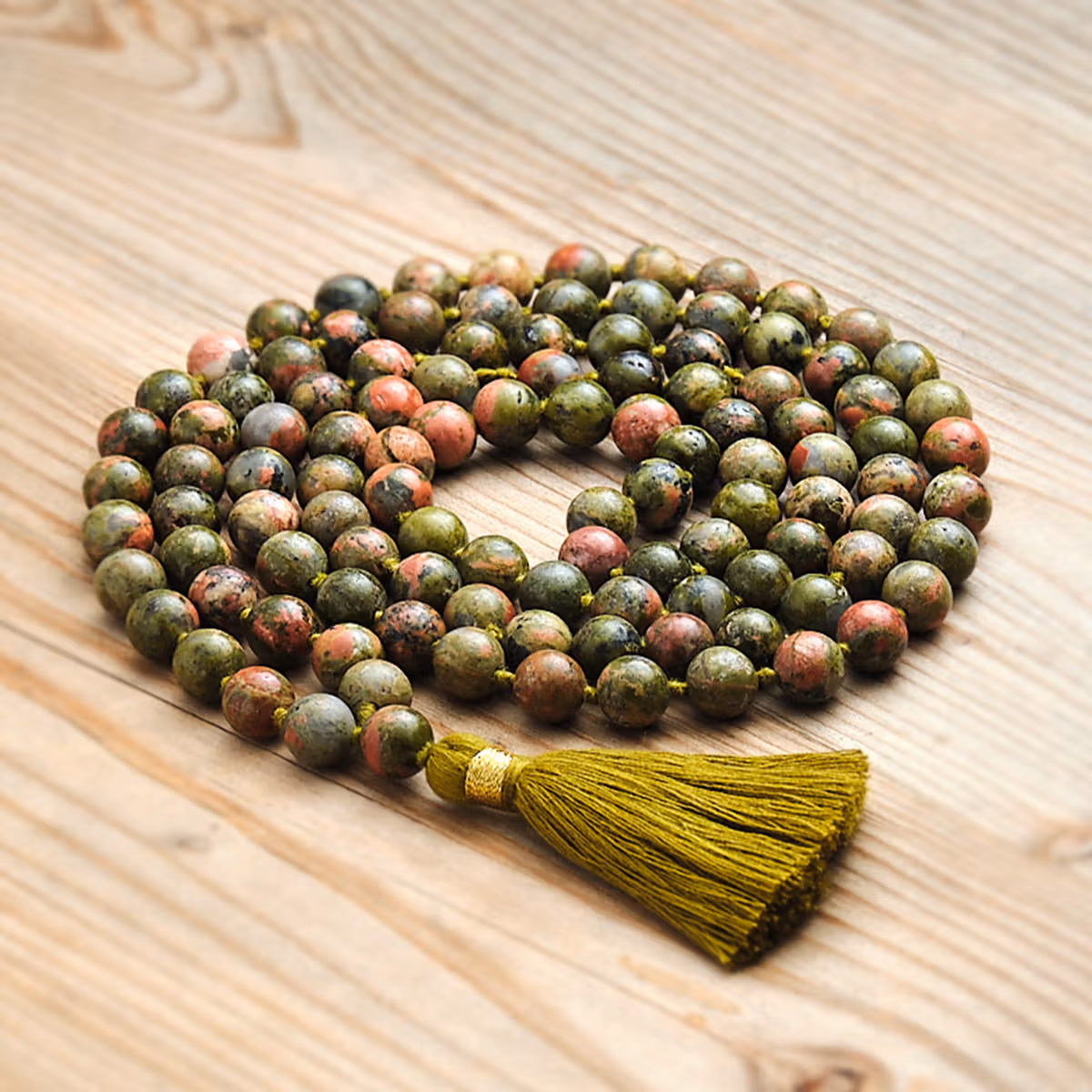 Unakite Crystal Japa Mala Saadi