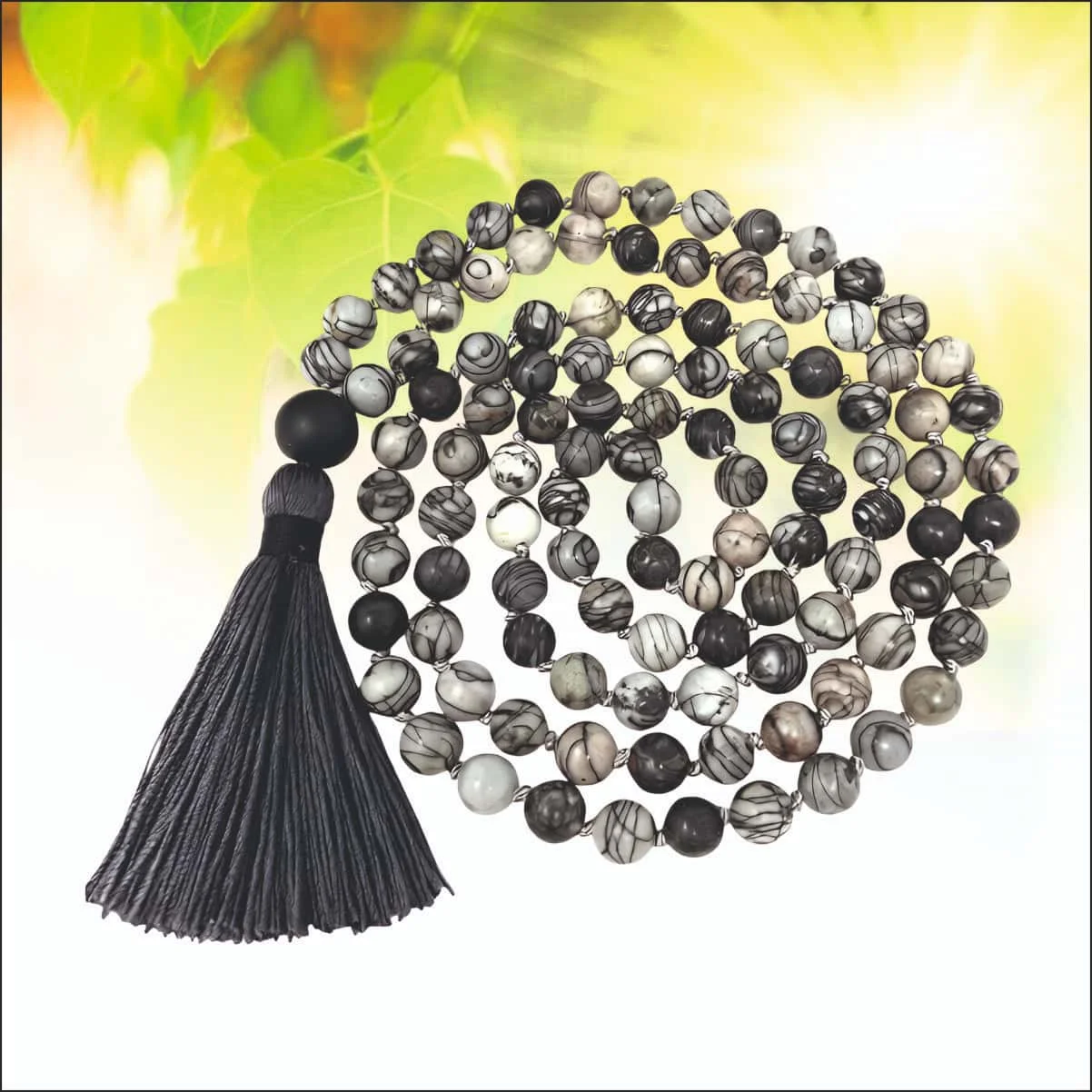 Black Web Jasper mala