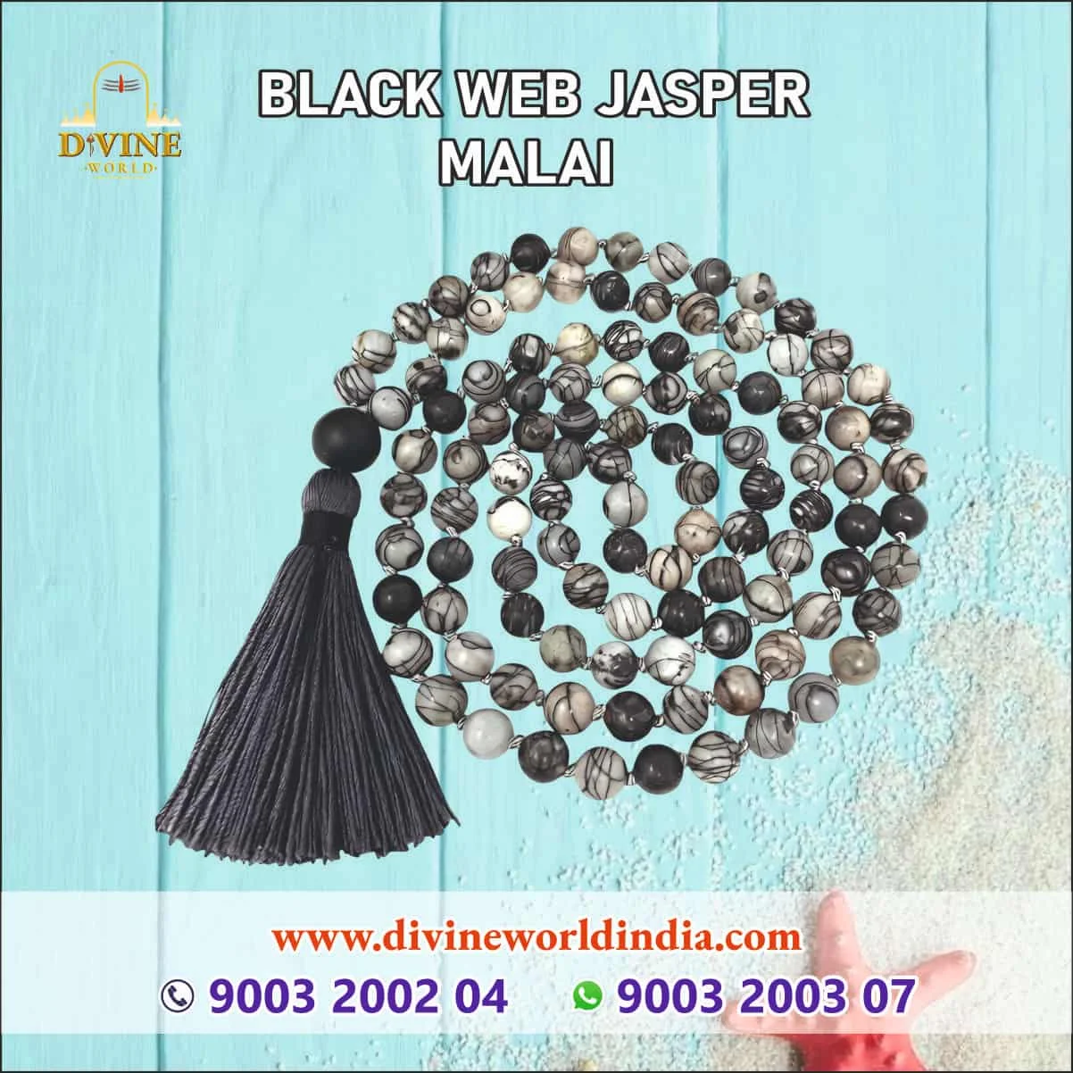 Black Web Jasper mala
