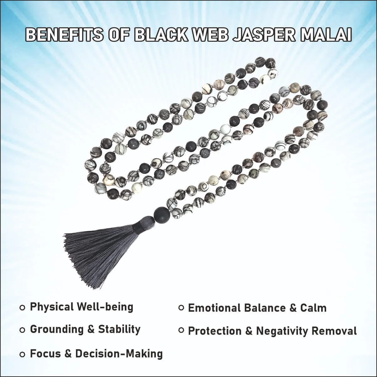 Black Web Jasper mala