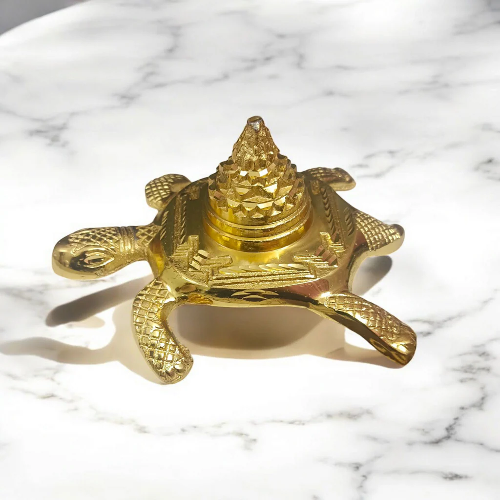 Brass Meru Shree Yantra with Tortoise