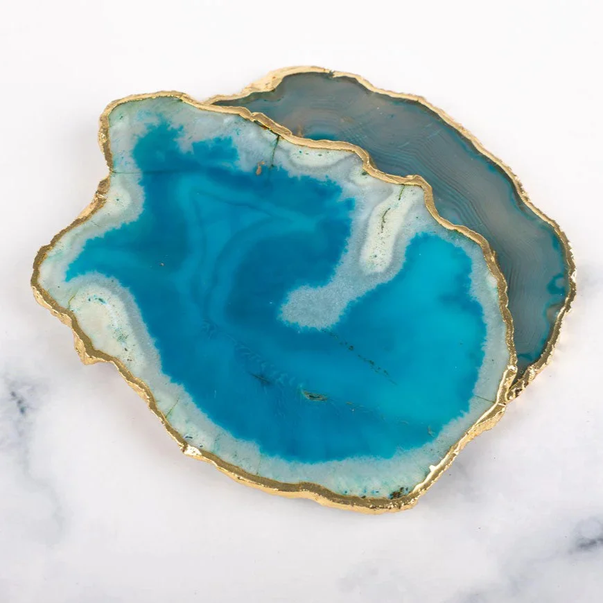 VESTO BRAZILIAN AGATE  COASTER (TURQUOISE)