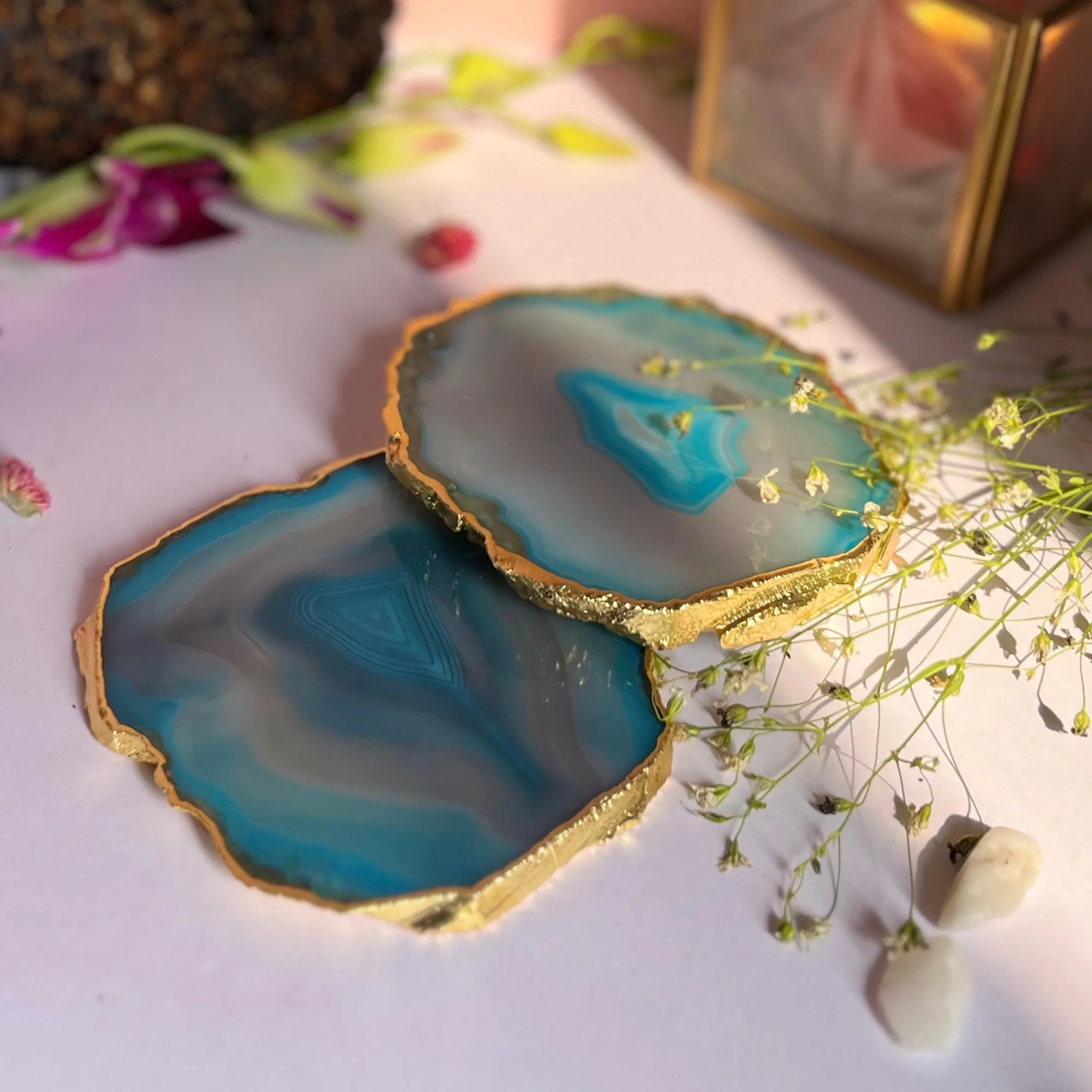 VESTO BRAZILIAN AGATE  COASTER (TURQUOISE)