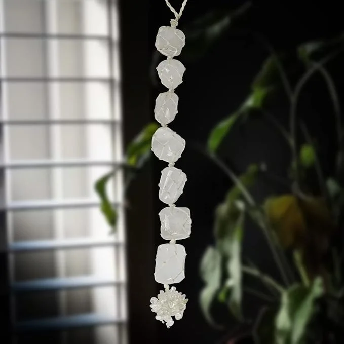 CLEAR QUARTZ TUMBLE CAR  HANGING 
